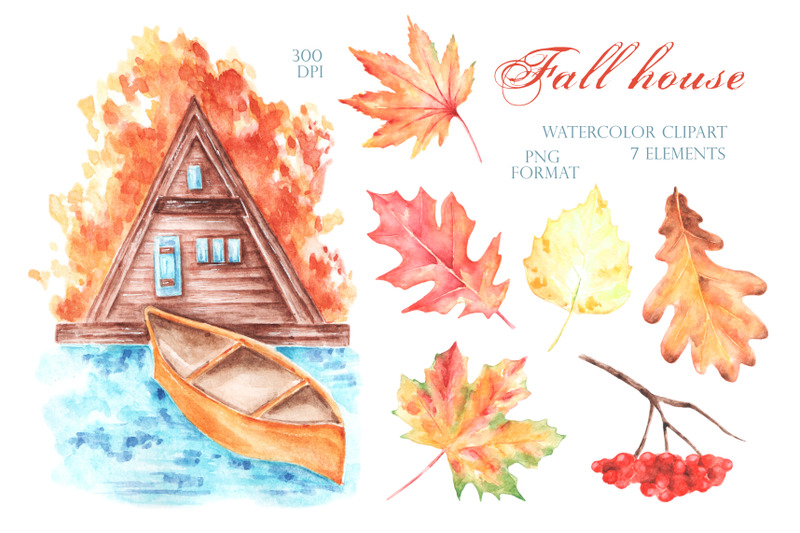 autumn-house-watercolor-clipart-leaf-fall-cozy-home-landscape