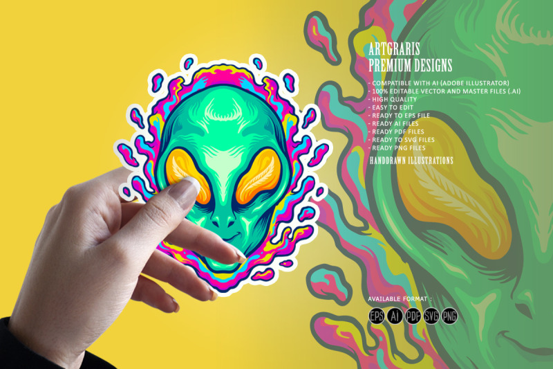 head-alien-smile-trippy-illustrations