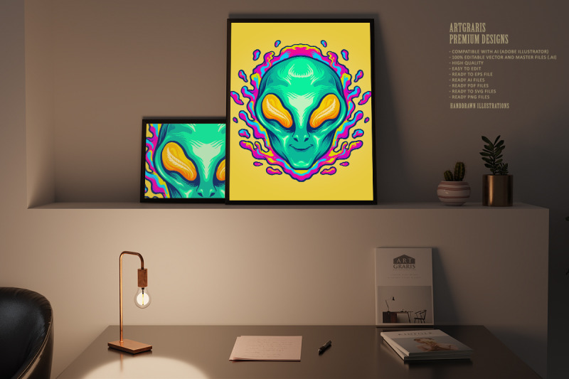 head-alien-smile-trippy-illustrations