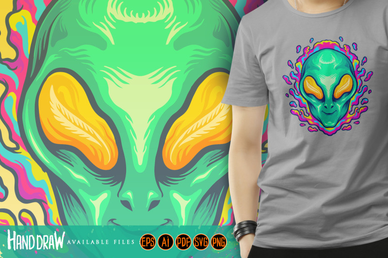 head-alien-smile-trippy-illustrations