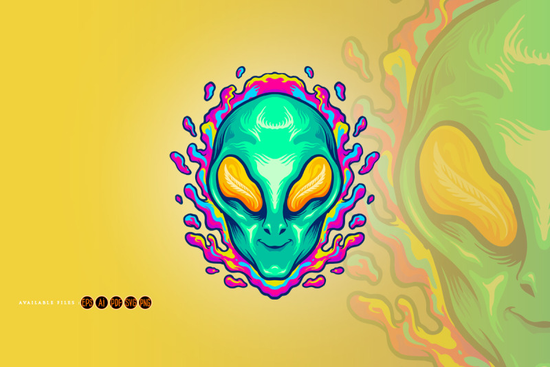 head-alien-smile-trippy-illustrations