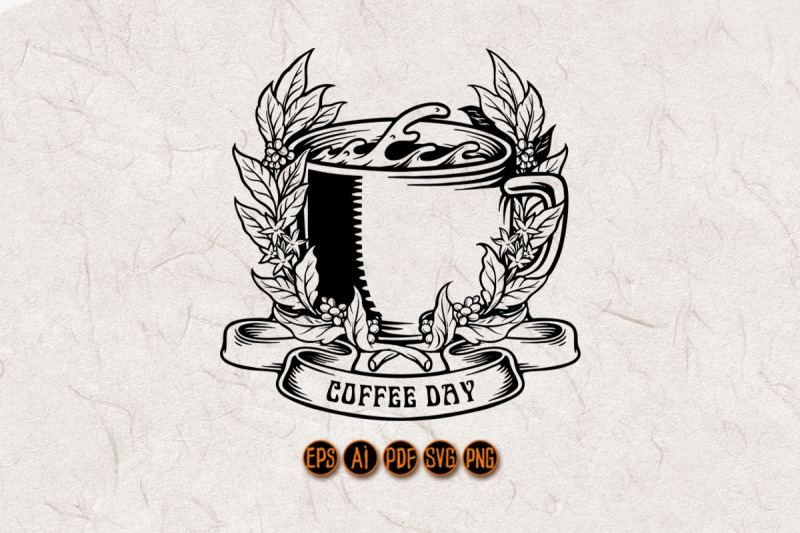 coffee-day-vintage-badge-glass-ribbon-silhouette