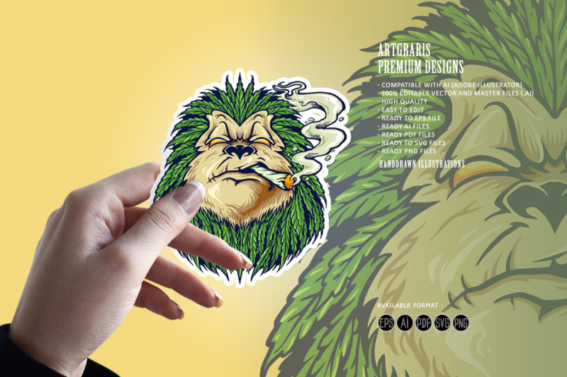 monkey-weed-smoke-leaf-marijuana-mascot