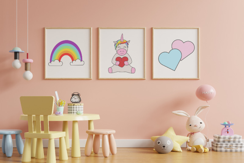 set-unicorn-illustration-cute-clipart-rainbow-love-sweet