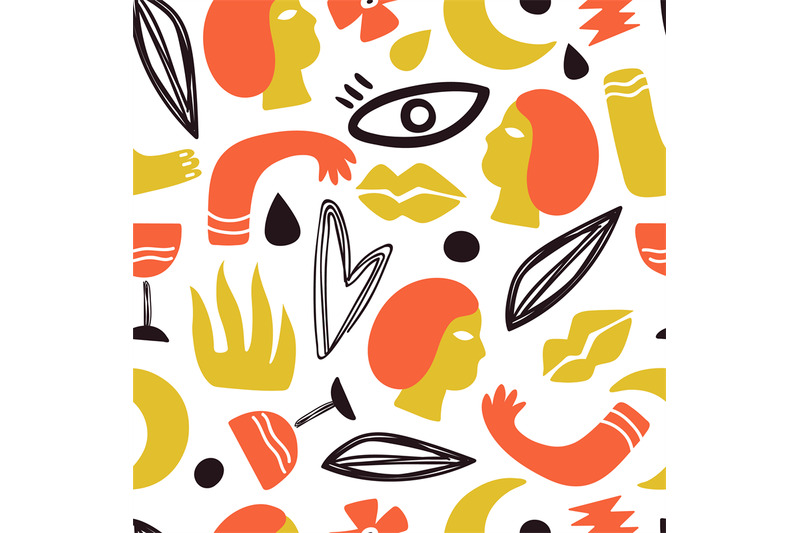 human-body-parts-face-hands-legs-background-trendy-doodle-lips-draw