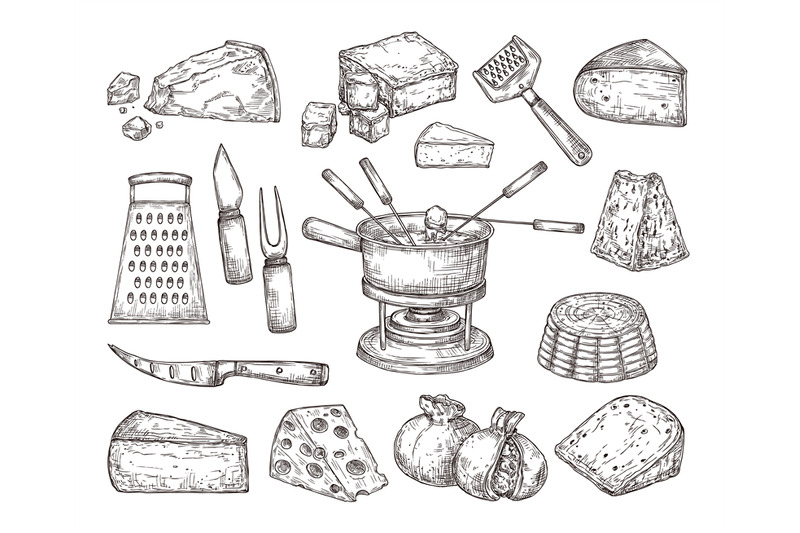 different-cheese-recipe-ingredients-fondue-meal-sketch-and-cutlery