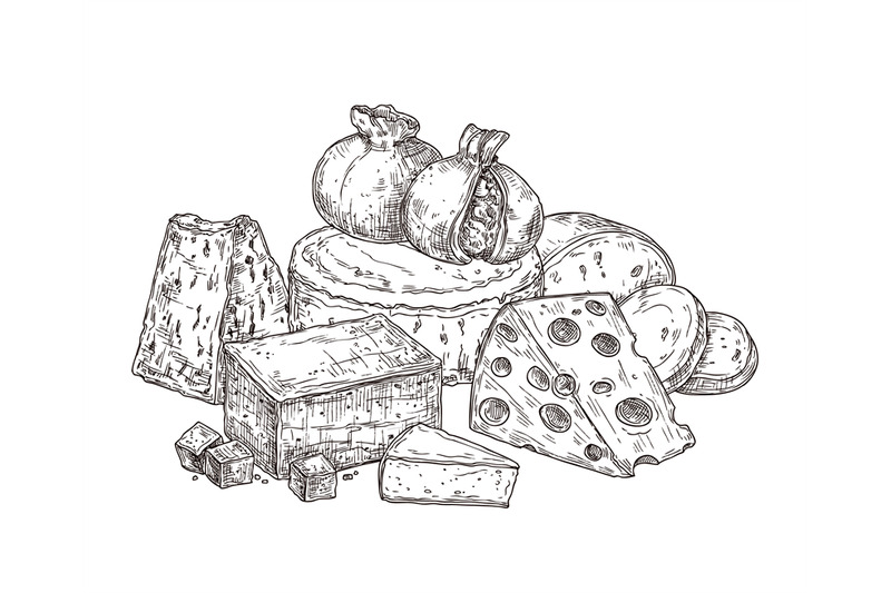 drawing-cheese-sketch-ingredients-vintage-dairy-food-products-doodl