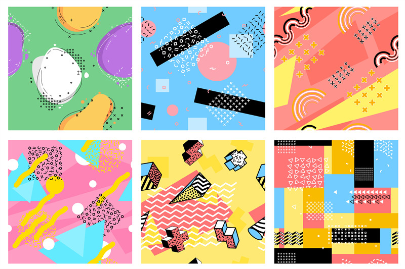 memphis-seamless-pattern-hipster-postcards-fashion-pop-art-elements