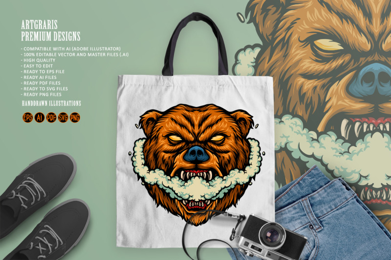 bear-smoking-vape-grizzly-illustrations