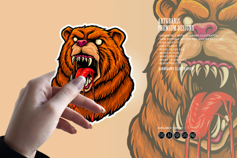 bloody-bear-angry-face-illustrations