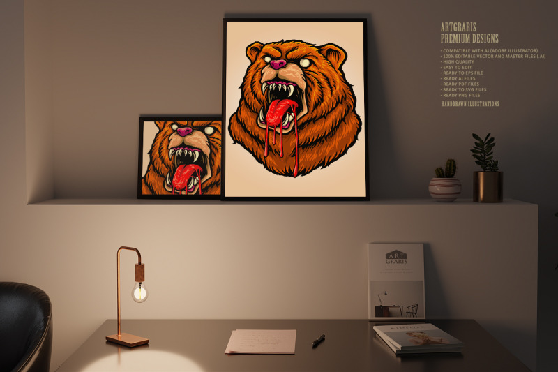 bloody-bear-angry-face-illustrations