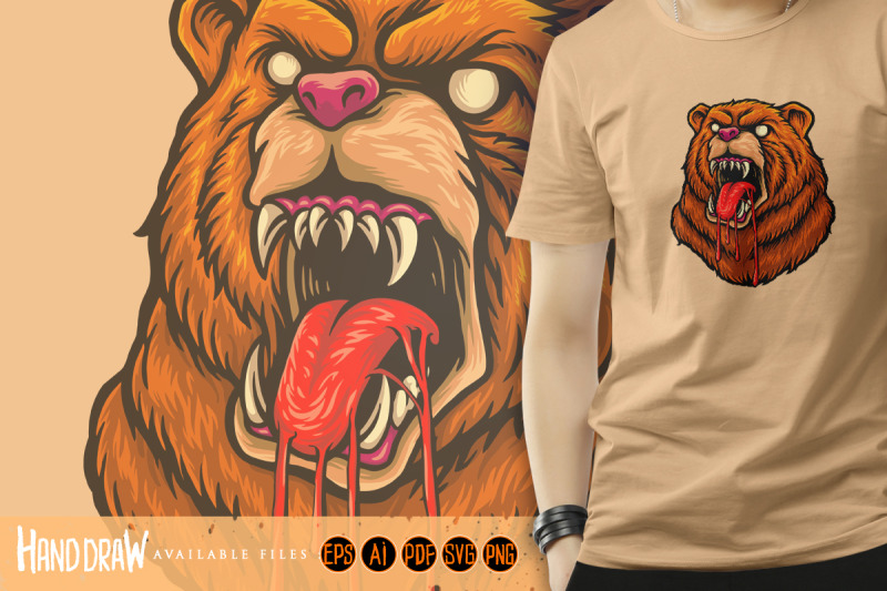 bloody-bear-angry-face-illustrations