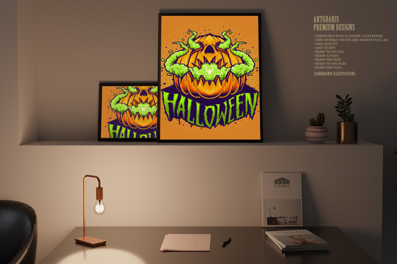 pumpkin-smoke-halloween-spooky-illustration