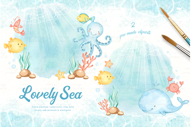 lovely-sea-animals-watercolor-set