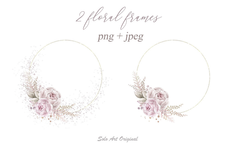 2-frames-pastel-rose-vintage-floral-frame-pink-blush-flower-watercolor
