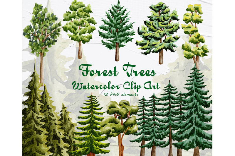 forest-trees-watercolor-set