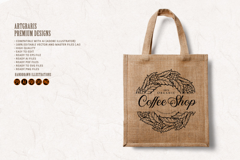 logo-coffee-shop-vintage-plant-silhouette