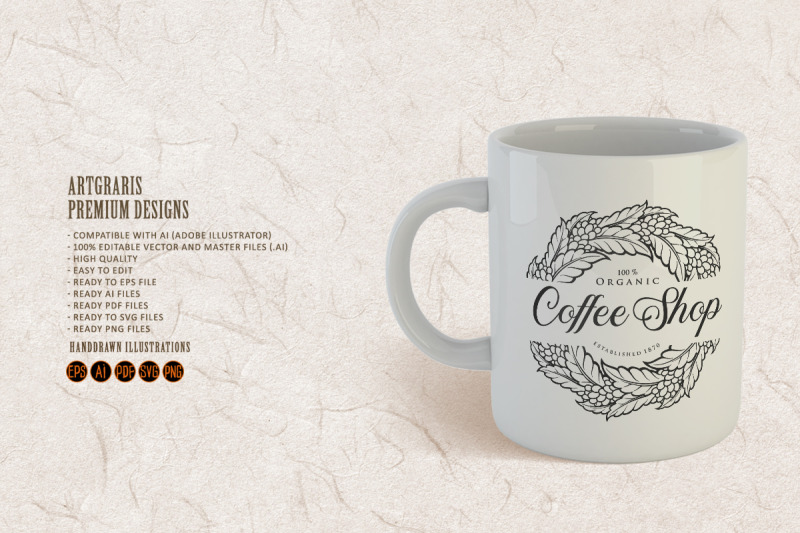 logo-coffee-shop-vintage-plant-silhouette