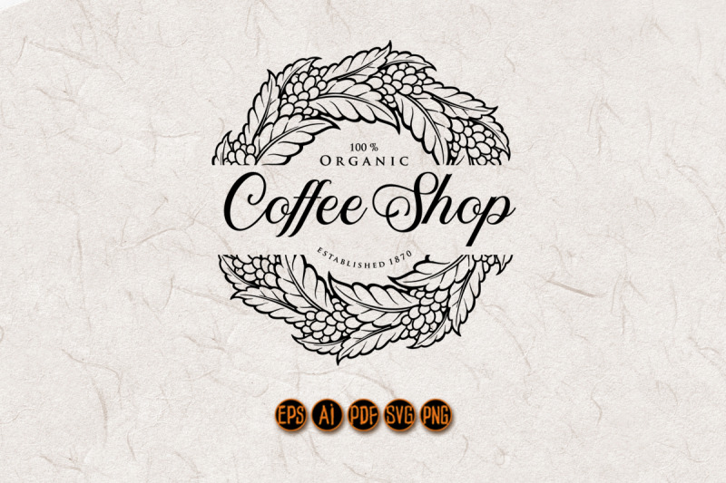 logo-coffee-shop-vintage-plant-silhouette