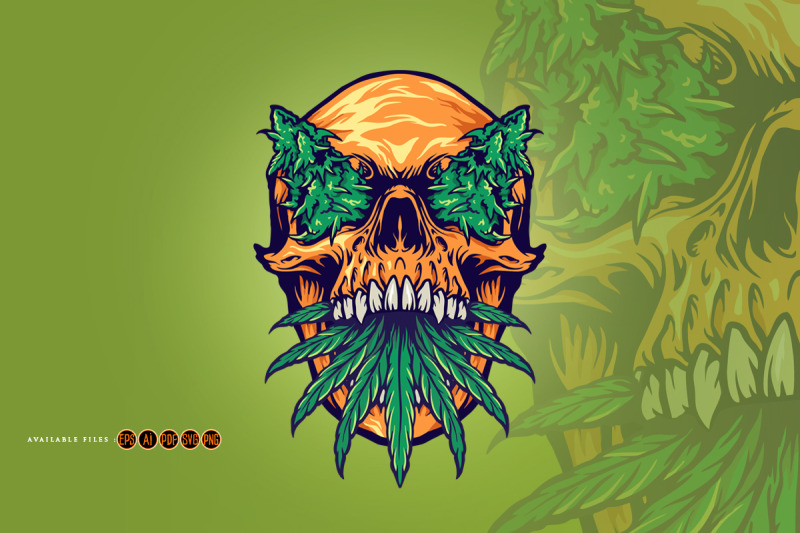 head-skull-with-kush-illustrations