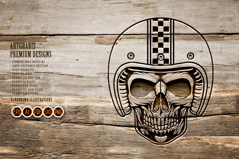 skull-head-wearing-helmet-bikers-silhouette