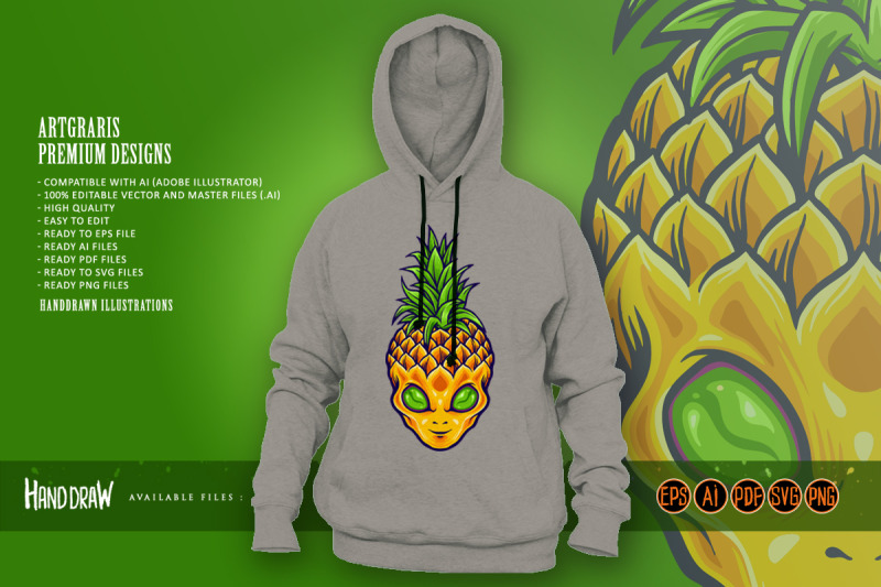 alien-pineapple-mascot-logo-summer-holiday