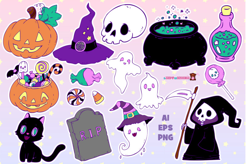 halloween-stickers-set