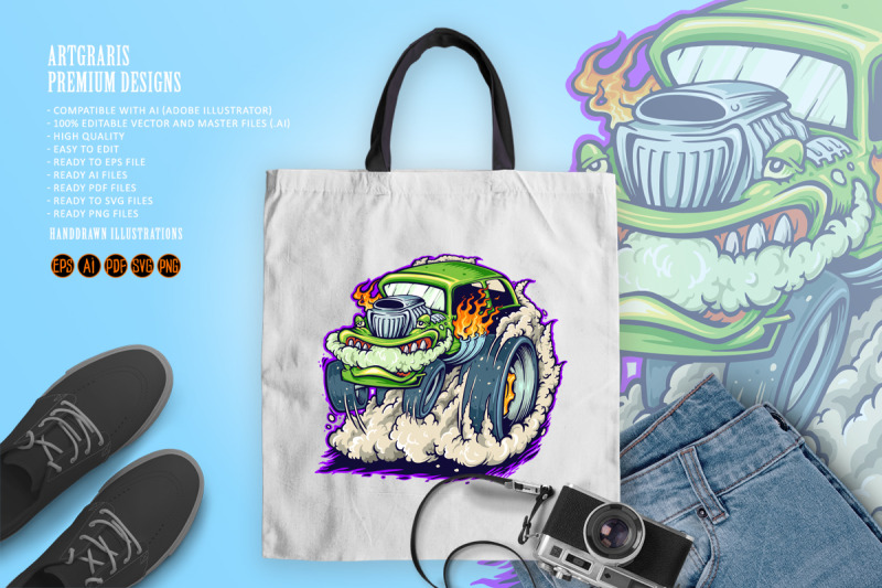 hot-road-car-monster-vape-illustrations