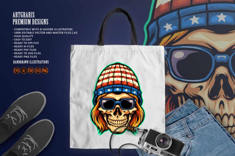 american-hat-skull-rockstar-mascot