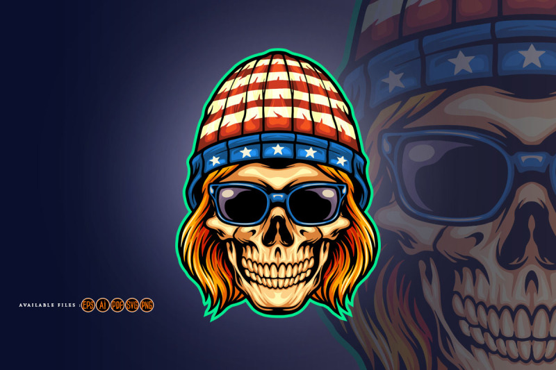 american-hat-skull-rockstar-mascot