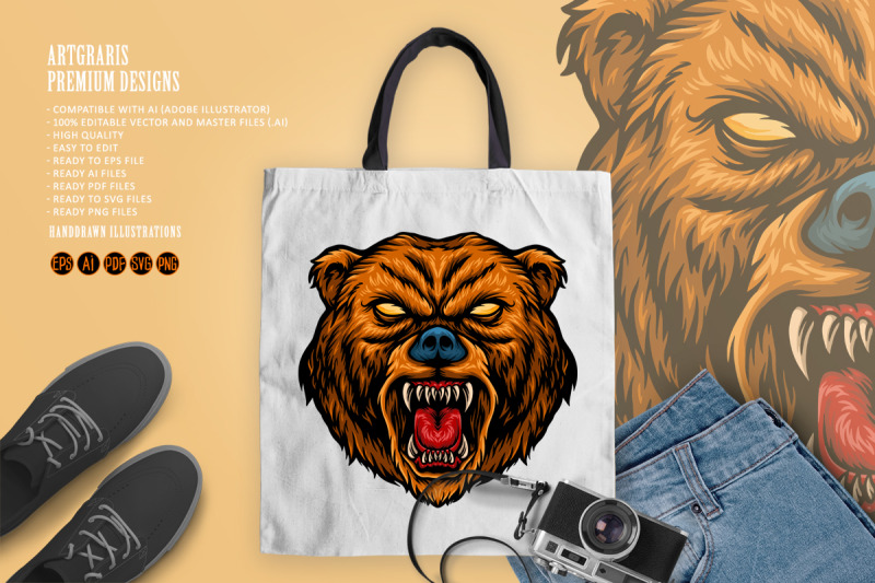 angry-bear-cartoon-mascot-illustrations