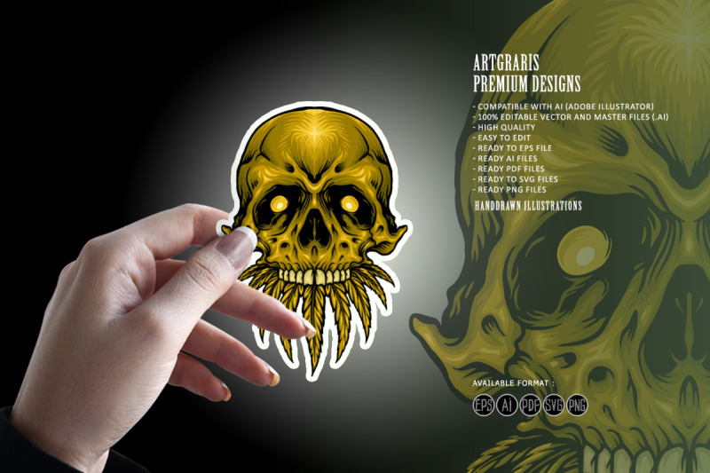 gold-skull-cannabis-weed-leaves-logo