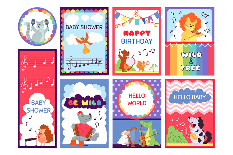 baby-shower-animal-cards-cute-greetings-kids-safari-jungle-lion-flye