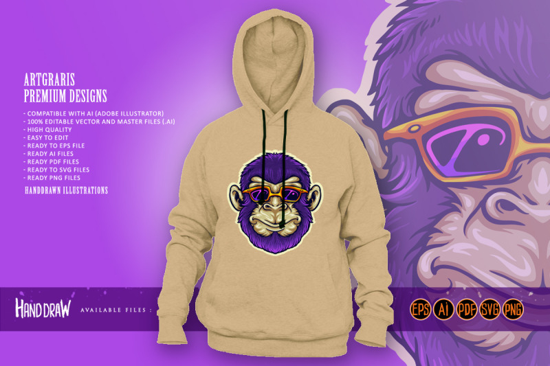 cool-monkey-head-sunglasses-mascot