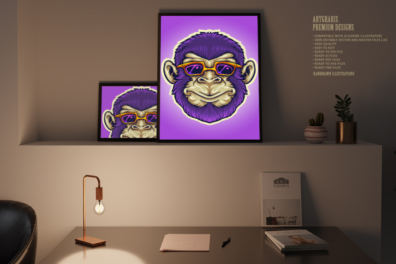 cool-monkey-head-sunglasses-mascot