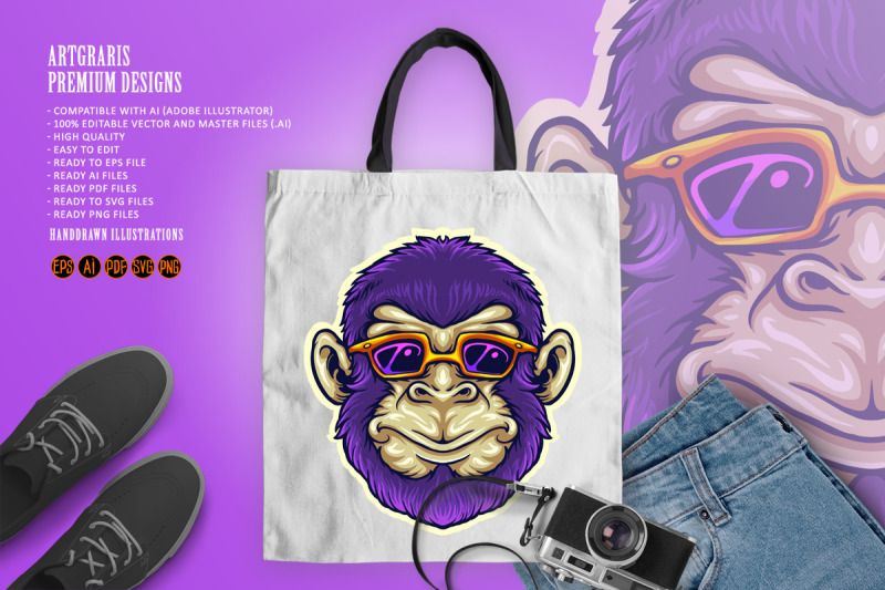 cool-monkey-head-sunglasses-mascot