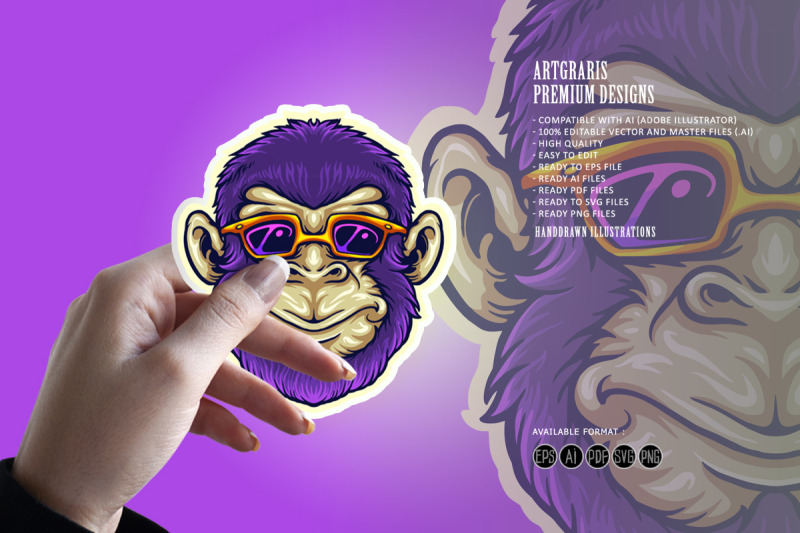 cool-monkey-head-sunglasses-mascot