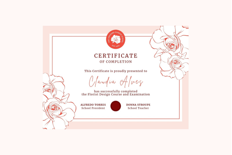 rose-certificate-of-completion-editable-canva-template