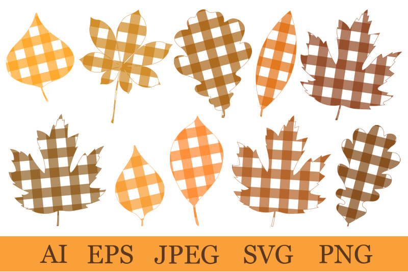 autumn-leaves-leaves-plaid-print-leaves-silhouette-svg