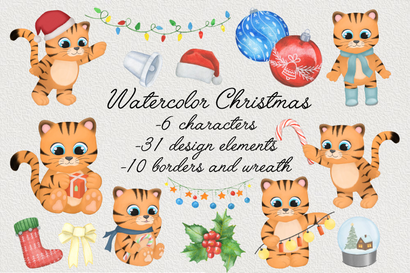 bundle-watercolor-christmas-illustration-holiday-clipart
