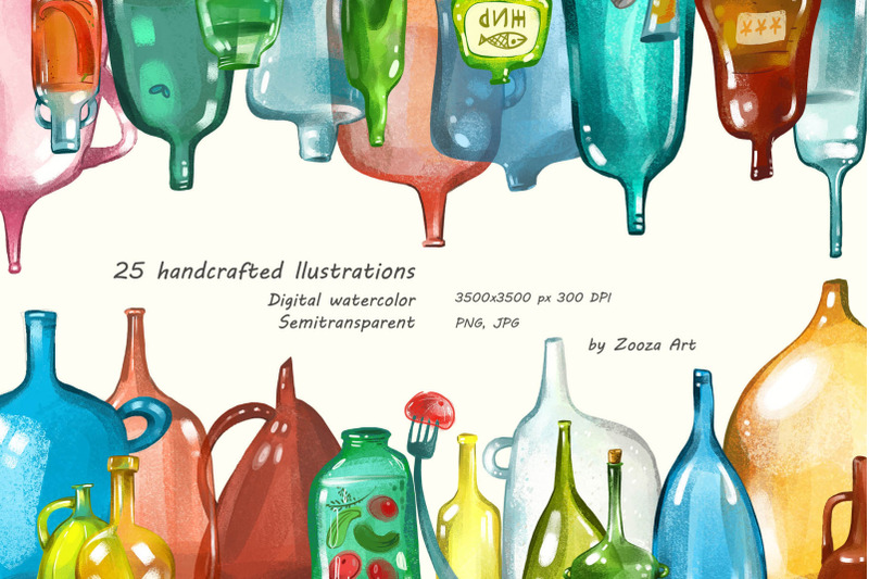 25-bottles-watercolor-illustrations