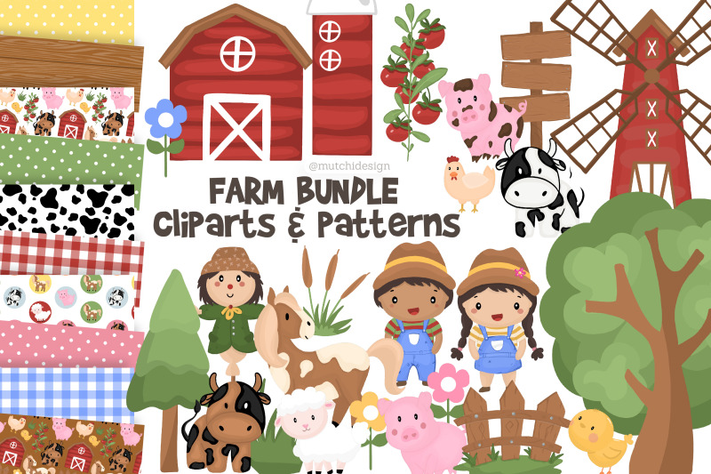 farm-clipart-and-patterns-cute-farm-animals-and-farmers