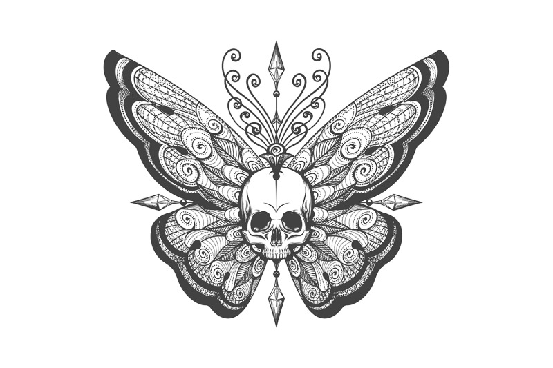 hand-drawn-skull-butterfly-tattoo