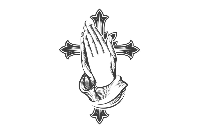 praying-hands-and-cross-engraving-tattoo