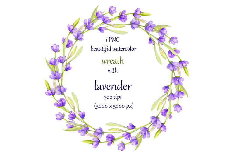 lavender-wreath-clipart-watercolor-hand-painted-violet-flowers