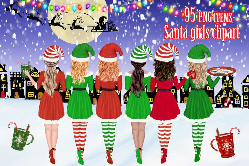 christmas-girls-clipart-elf-santa-girls-christmas-mug-design