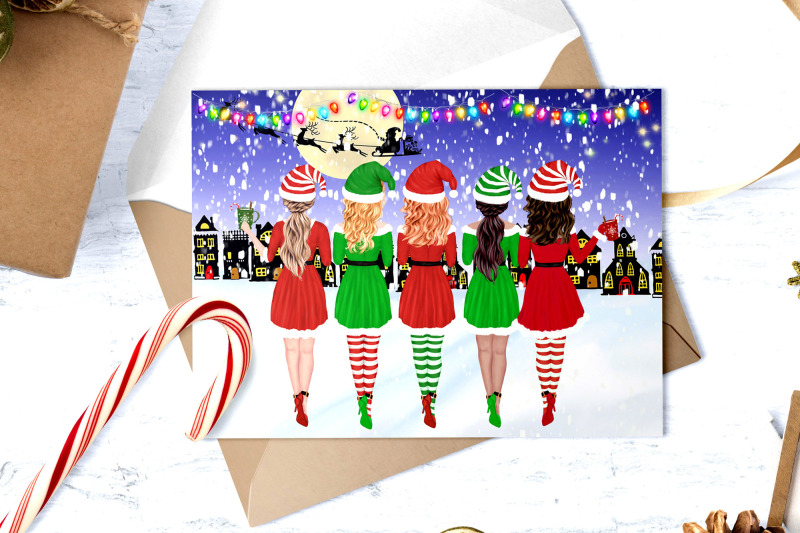 christmas-girls-clipart-elf-santa-girls-christmas-mug-design