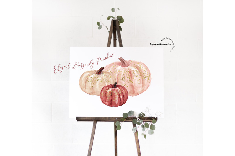 burgundy-pumpkin-watercolor-clipart-elegant-burgundy-clip-art