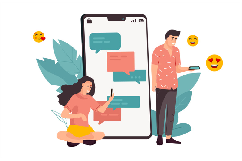 phone-chat-cartoon-man-and-woman-exchange-messages-in-mobile-applicat