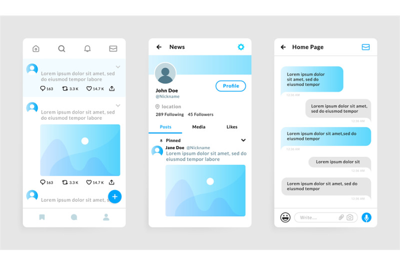 messenger-app-templates-social-account-smartphone-interfaces-touch-s